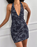 Image of Corla Mini Dress in Check Floral Blue