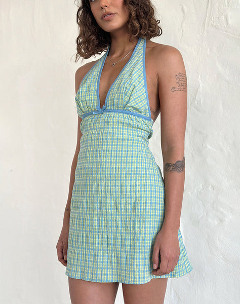 Image of Corla Mini Dress in Check Green