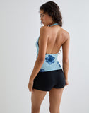 Image of Cosimo Halterneck Top in Bold Floral Blue