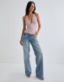 Image of Cosimo Halter Top in Diagonal Stripe Baby Pink