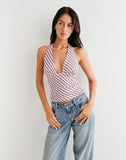 Image of Cosimo Halter Top in Diagonal Stripe Baby Pink