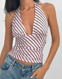 Image of Cosimo Halter Top in Diagonal Stripe Baby Pink