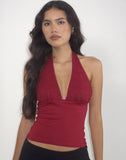 Image of Cosimo Halterneck Top in Lace Red