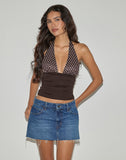 Image of Cosimo Halterneck Top in Polka Bitter Chocolate