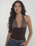 Image of Cosimo Halterneck Top in Polka Bitter Chocolate