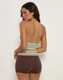 Image of Cosimo Halterneck Top in Stripe Yellow and Green
