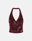 Image of Cosio Halter Top in Mix Sequin Red