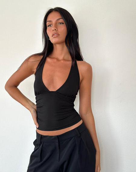 Nasya Halter Top in Tailoring Black