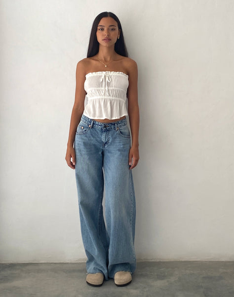 image of Cove Bandeau Top in Crinkle Off White