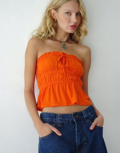 Image of Cove Bandeau Top in Crinkle Orange