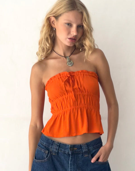 Image of Cove Bandeau Top in Crinkle Orange