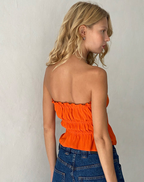 Image of Cove Bandeau Top in Crinkle Orange