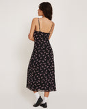 image of Coya Midi Dress in Mesh Ditsy Ribbon Dusty Pink Flock