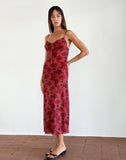 Image of Coya Midi Dress in Fairy Floral Burgundy Flock