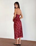 Image of Coya Midi Dress in Fairy Floral Burgundy Flock