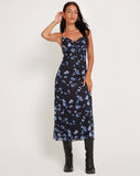 Image of Coya Maxi Dress in Mesh Navy Diffused Floral