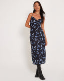 Image of Coya Maxi Dress in Mesh Navy Diffused Floral