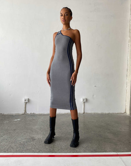 MOTEL X JACQUIE Chrissy Asymmetric Mini Dress in Slinky Grey