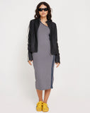 Image of Cresida One Shoulder Midi Dress in Grey Navy Sporty Micro Spot