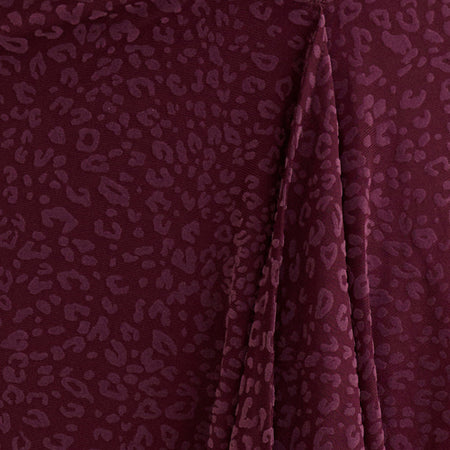 Esmeray Midi Skirt in Flocked Leopard Plum