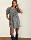 Image of Cybera Mini Dress in Tonal Gingham Black and Grey