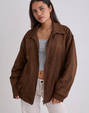 Image of Cavita Jacket in Faux Suede Brown