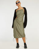 image of Daichi Cut Out Midi Dress in Silver Green