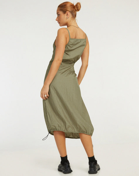 image of Daichi Cut Out Midi Dress in Silver Green