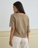Image of Daimin Off the Shoulder Top in Jersey Khaki