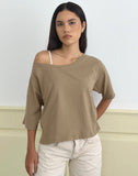 Image of Daimin Off the Shoulder Top in Jersey Khaki