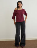 Image of Daimin Off the Shoulder Top in Jersey Maroon