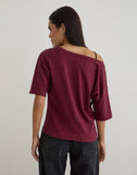 Image of Daimin Off the Shoulder Top in Jersey Maroon