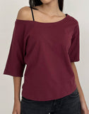 Image of Daimin Off the Shoulder Top in Jersey Maroon