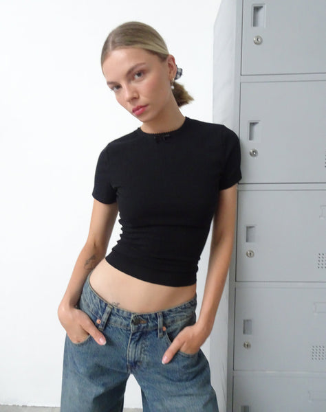 Image of Dakota Cropped Tee in Black