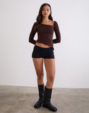 Image of Dalene Asymmetric Long Sleeve Top in Bitter Chocolate