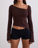Image of Dalene Asymmetric Long Sleeve Top in Bitter Chocolate