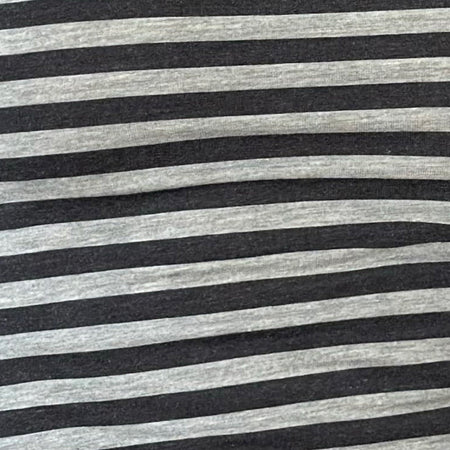 Dalene Asymmetric Long Sleeve Top in Grey and Black Stripe