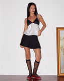 Image of Dalinda Cami Top in Black and White Polka Dot Satin