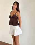 Image of Dalinda Cami Top in Brown with Pink Rosette