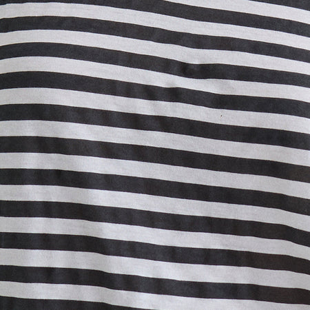 Daman Off Shoulder Basic Top in Ivory with Charcoal Stripe