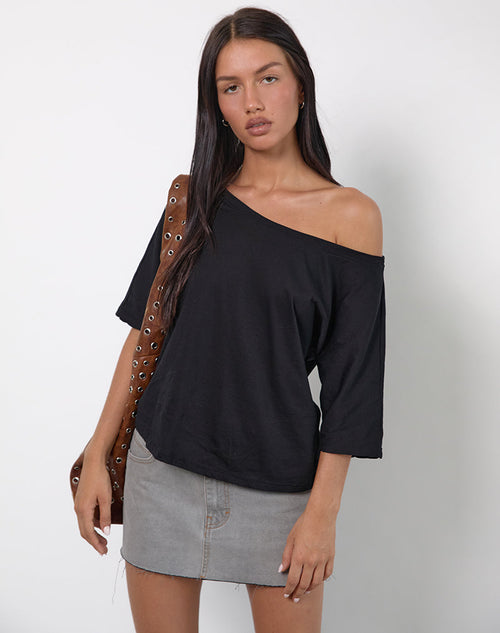 Image of Daman Off-The-Shoulder Basic Top in Black