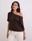 Image of Daman Off Shoulder Basic Top in Chocolate Brown