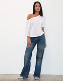 Image of Daman Off Shoulder Basic Jersey Top in White