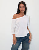 Image of Daman Off Shoulder Basic Jersey Top in White