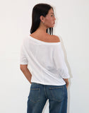 Image of Daman Off Shoulder Basic Jersey Top in White