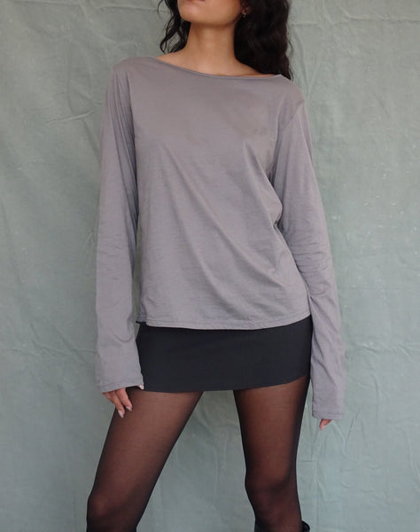 Image of Damon Baggy Long Sleeve Top in Elephant Grey Tissue Jersey