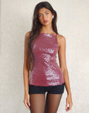 Image of Damske Vest Top in Clear Sequin Maroon