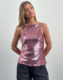 Image of Damske Vest Top in Pink Sequin