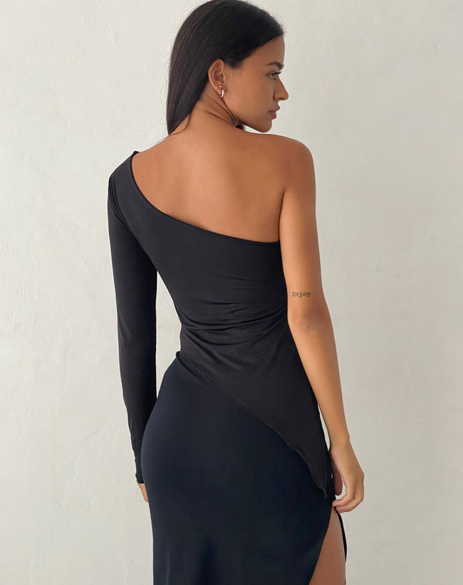 Image of Dania One Shoulder Top in Slinky Black