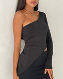 Image of Dania One Shoulder Top in Slinky Black